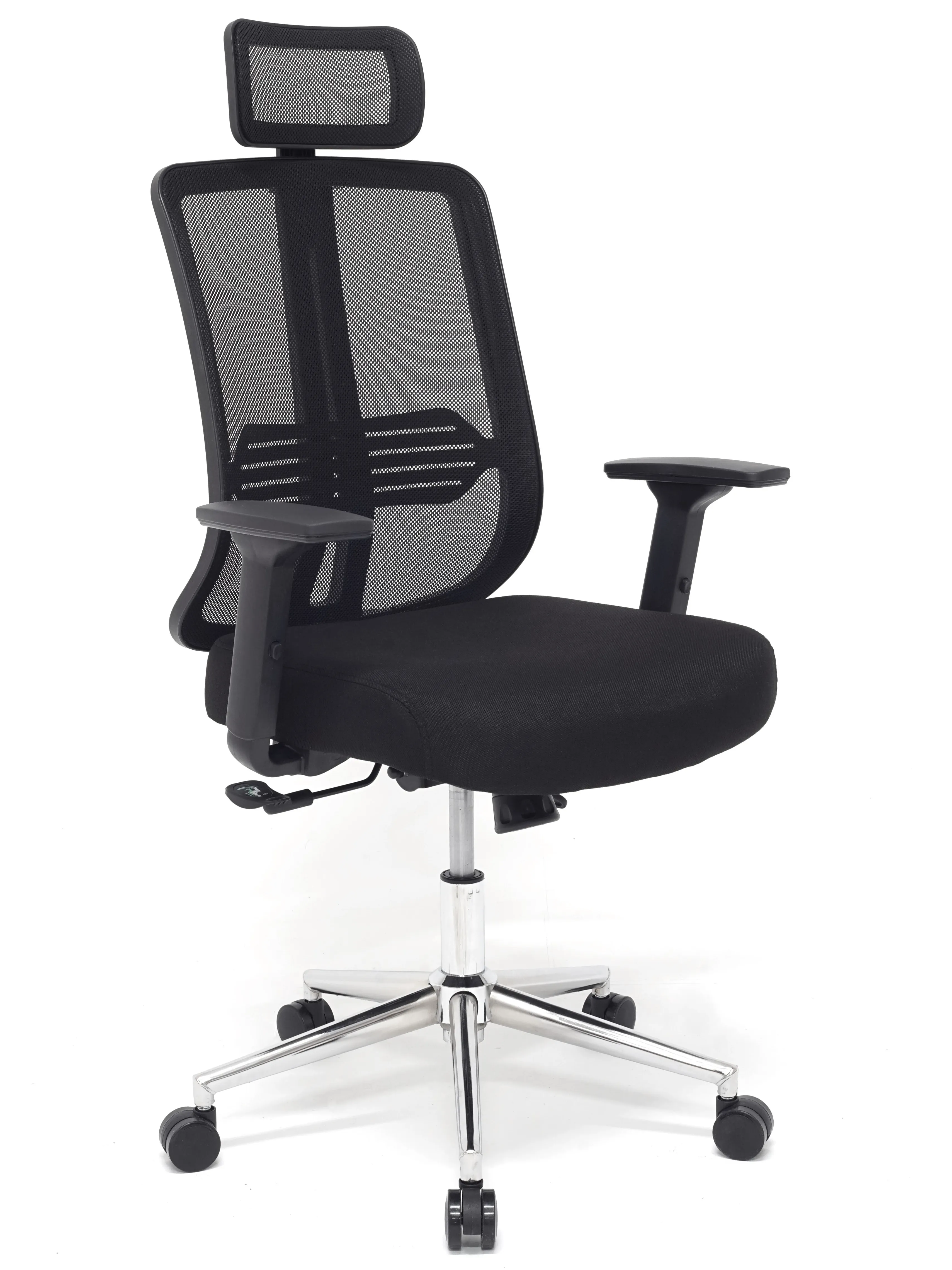 furnira Pronova Black Krom Ayaklı Yönetici Çalışma Koltuğu | Ayarlanabilir Sırt Yükseklik Kolçak